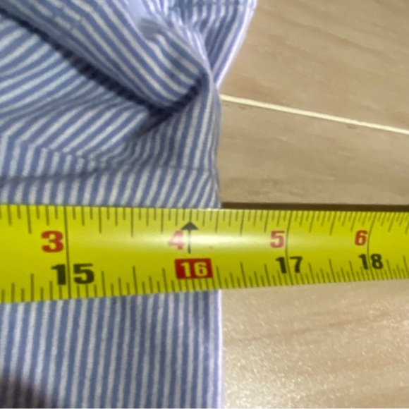 American Eagle Soft & Sexy Top Pinstripe Button Down Milkmaid Peasant Oversized - Picture 6 of 7